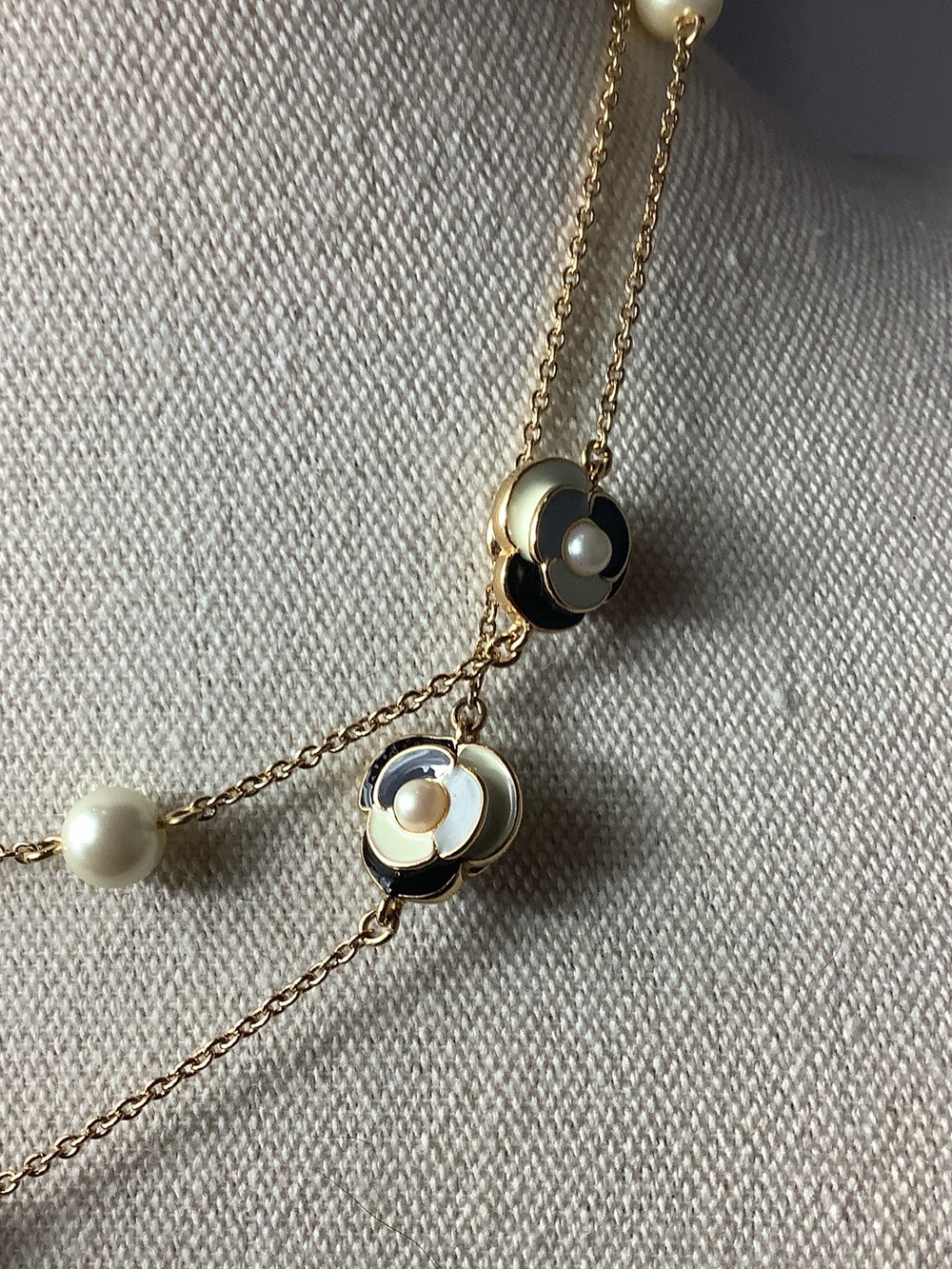 kate spade Gold Flower and Pearl Station Long Necklace - Picture 4 of 4